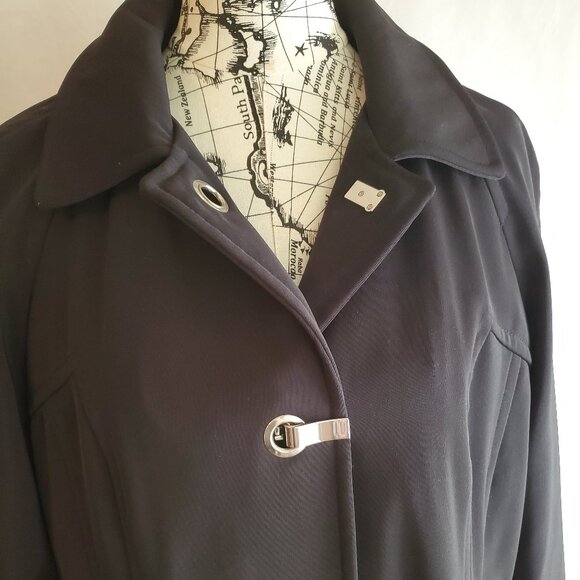 London Fog Black Trench Coat - Large - Picture 2 of 8